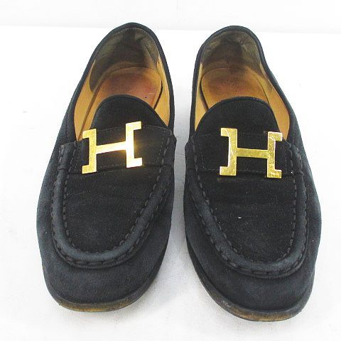 Hermes Loafer Gold 35.5 Black Suede — view 5