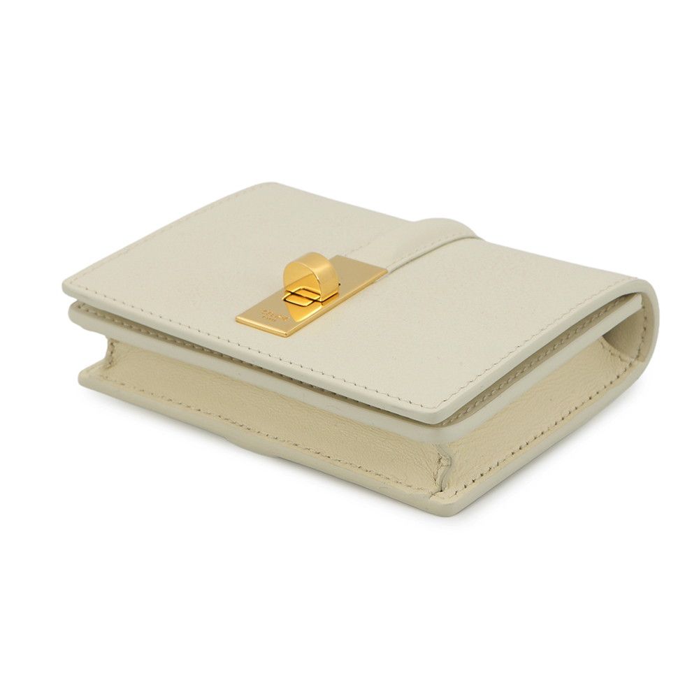 Celine Card Case with Flap Holder 16 Seeds Calf Leather White — view 2