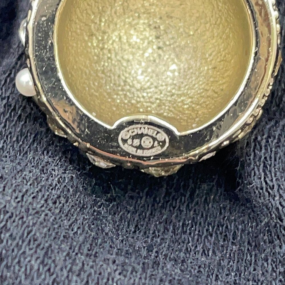 Chanel Earrings CC Logo Round Rhinestone Faux Pearl — view 9