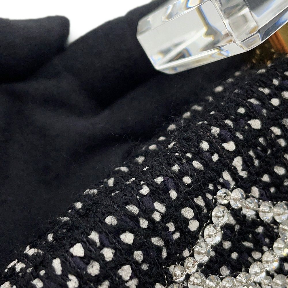 Chanel Clutch CC Logo Bijou Crystal Tweed Party Black — view 6