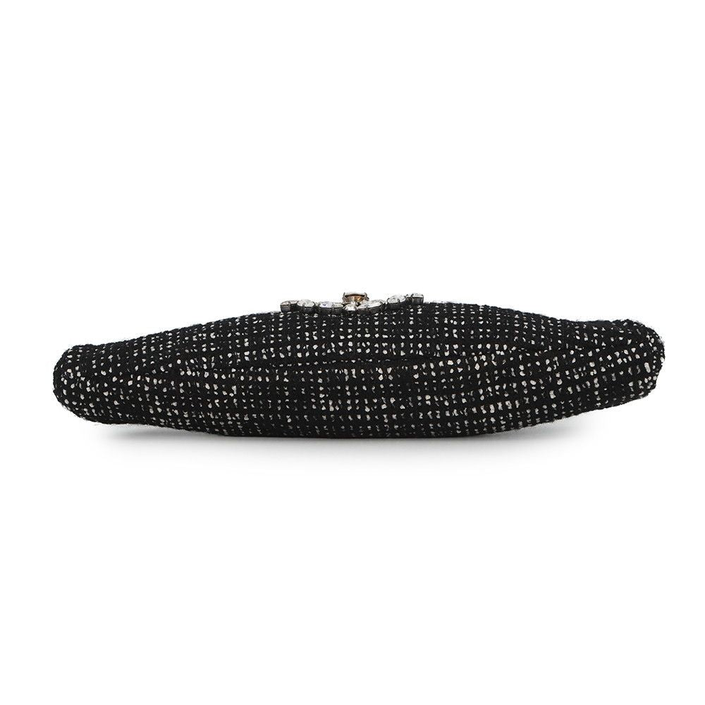 Chanel Clutch CC Logo Bijou Crystal Tweed Party Black — view 3