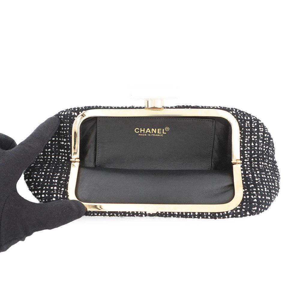 Chanel Clutch CC Logo Bijou Crystal Tweed Party Black — view 5