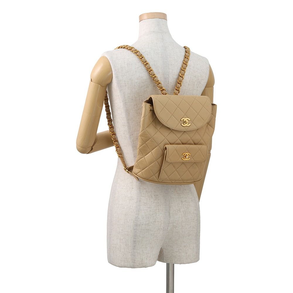 Chanel CC Logo Quilted Chain Lambskin Backpack — view 4