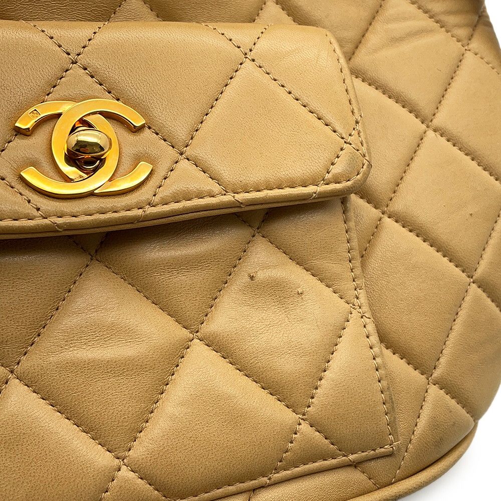 Chanel CC Logo Quilted Chain Lambskin Backpack — view 6