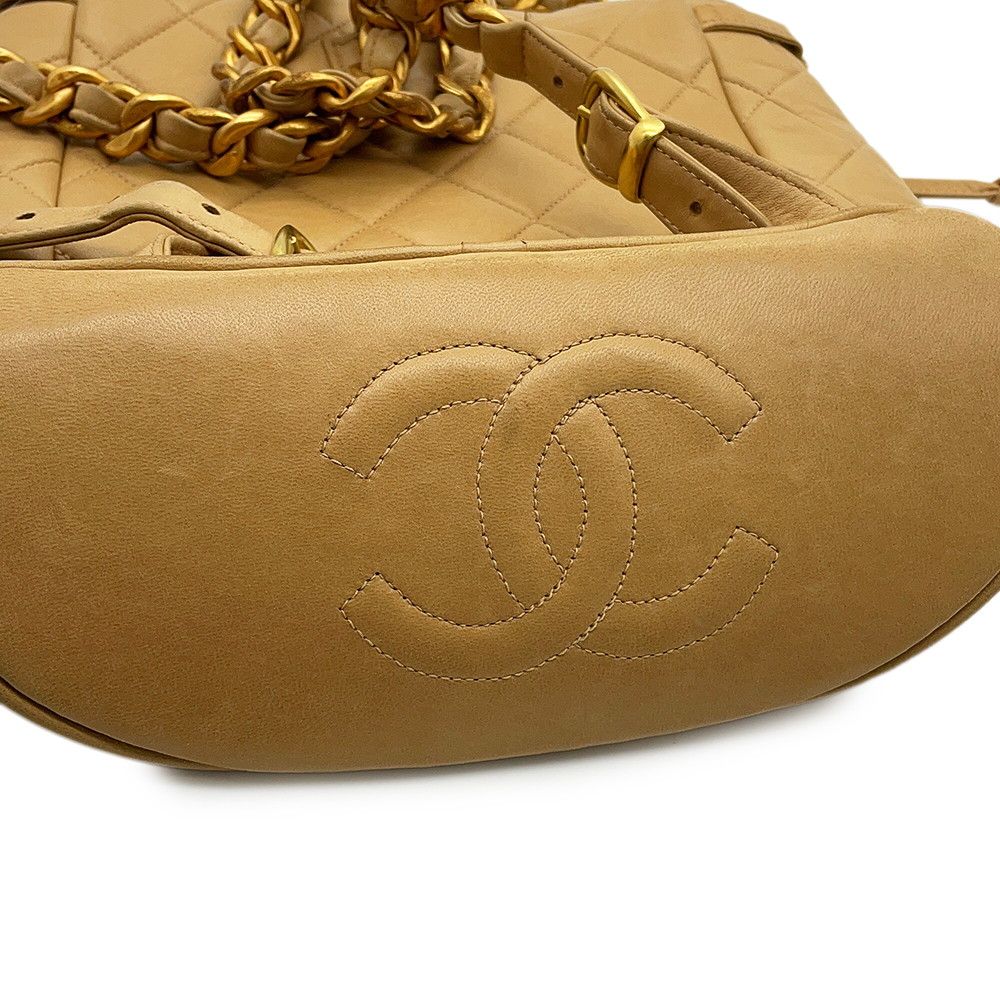 Chanel CC Logo Quilted Chain Lambskin Backpack — view 8