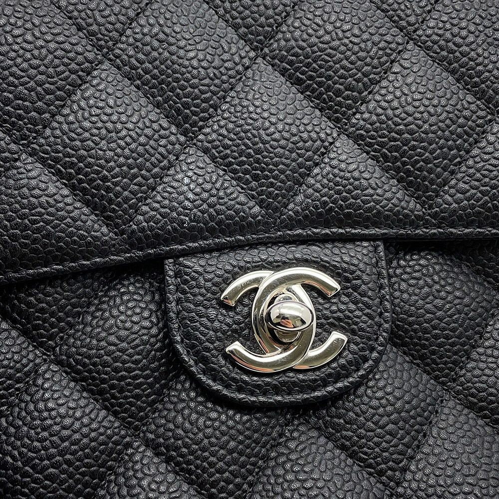 Chanel Chain Shoulder Bag Mini Quilted CC Logo Single Caviar Leather Black — view 6