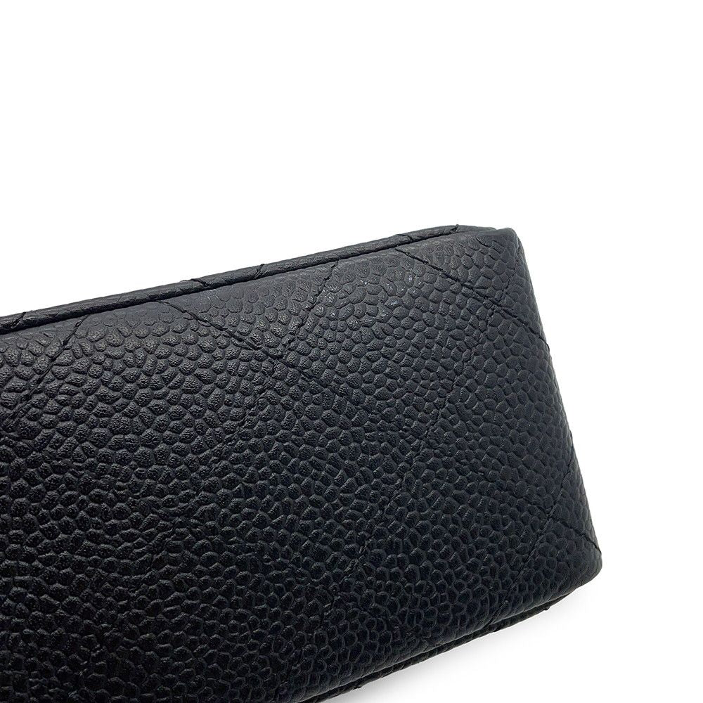 Chanel Chain Shoulder Bag Mini Quilted CC Logo Single Caviar Leather Black — view 8