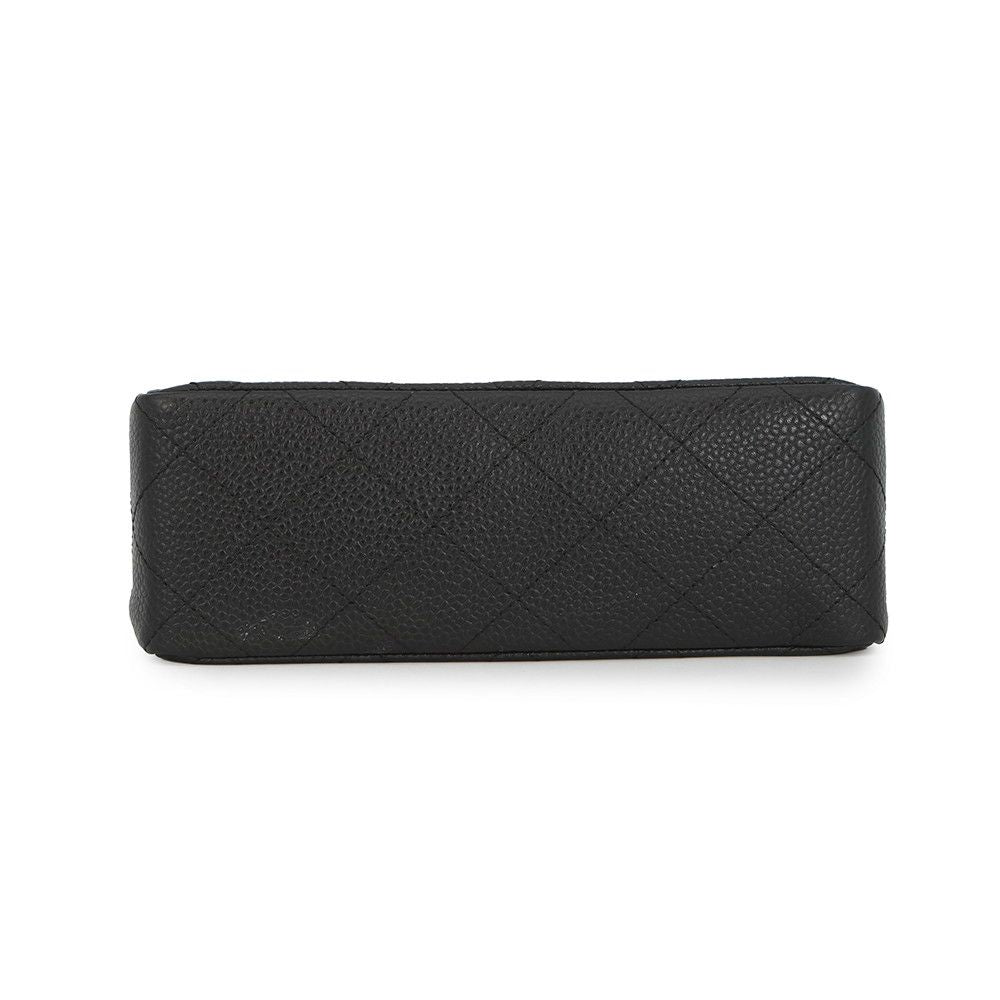 Chanel Chain Shoulder Bag Mini Quilted CC Logo Single Caviar Leather Black — view 3