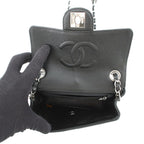 Chanel Chain Shoulder Bag Mini Quilted CC Logo Single Caviar Leather Black — view 5