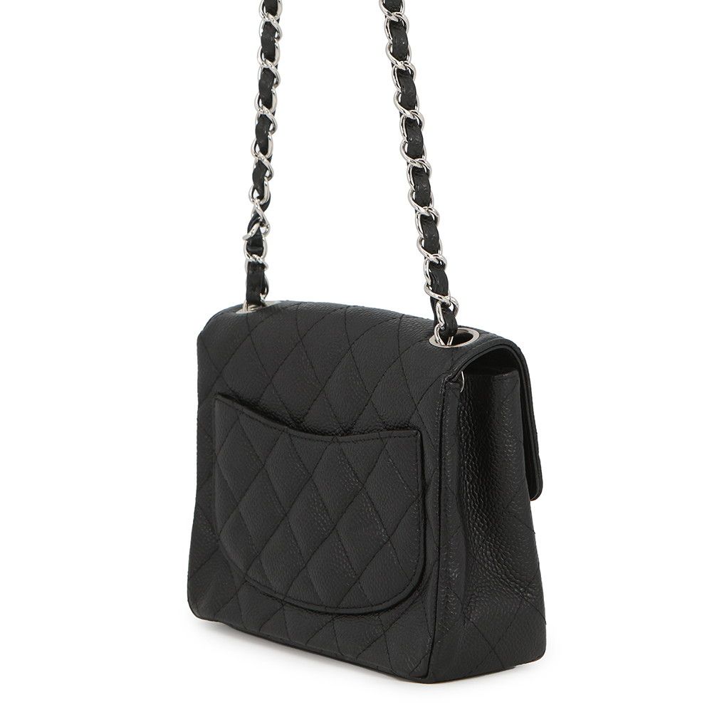 Chanel Chain Shoulder Bag Mini Quilted CC Logo Single Caviar Leather Black — view 2