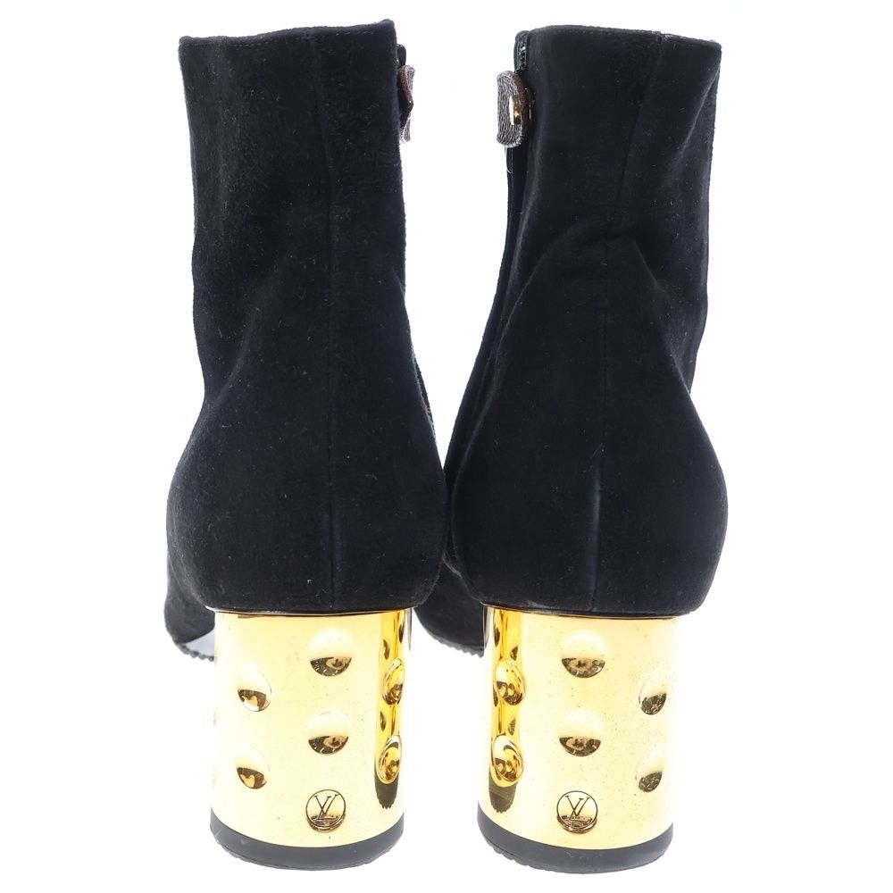 Louis Vuitton Monogram Suede High Heel Boots Black — view 3