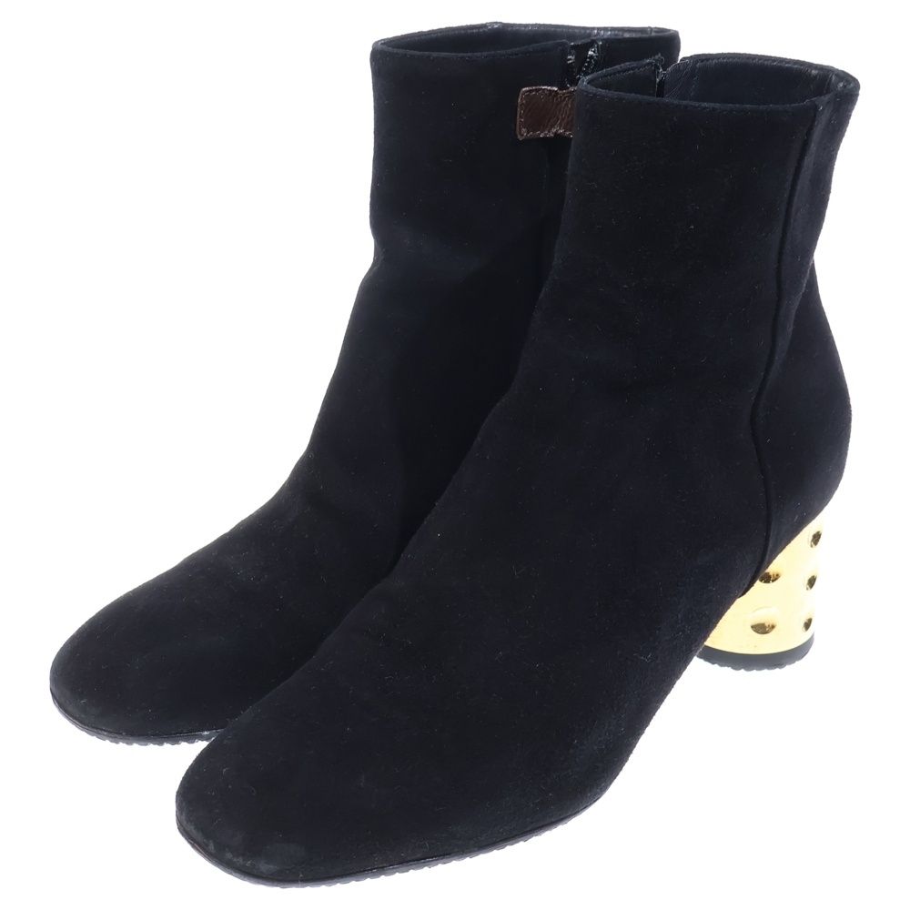 Louis Vuitton Monogram Suede High Heel Boots Black — view 2