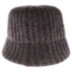 Prada Triangle Logo Melange Knit Bucket Hat Brown — view 3