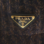 Prada Triangle Logo Melange Knit Bucket Hat Brown — view 6