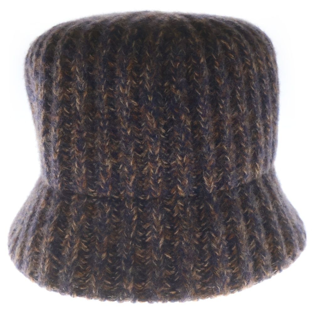 Prada Triangle Logo Melange Knit Bucket Hat Brown — view 2
