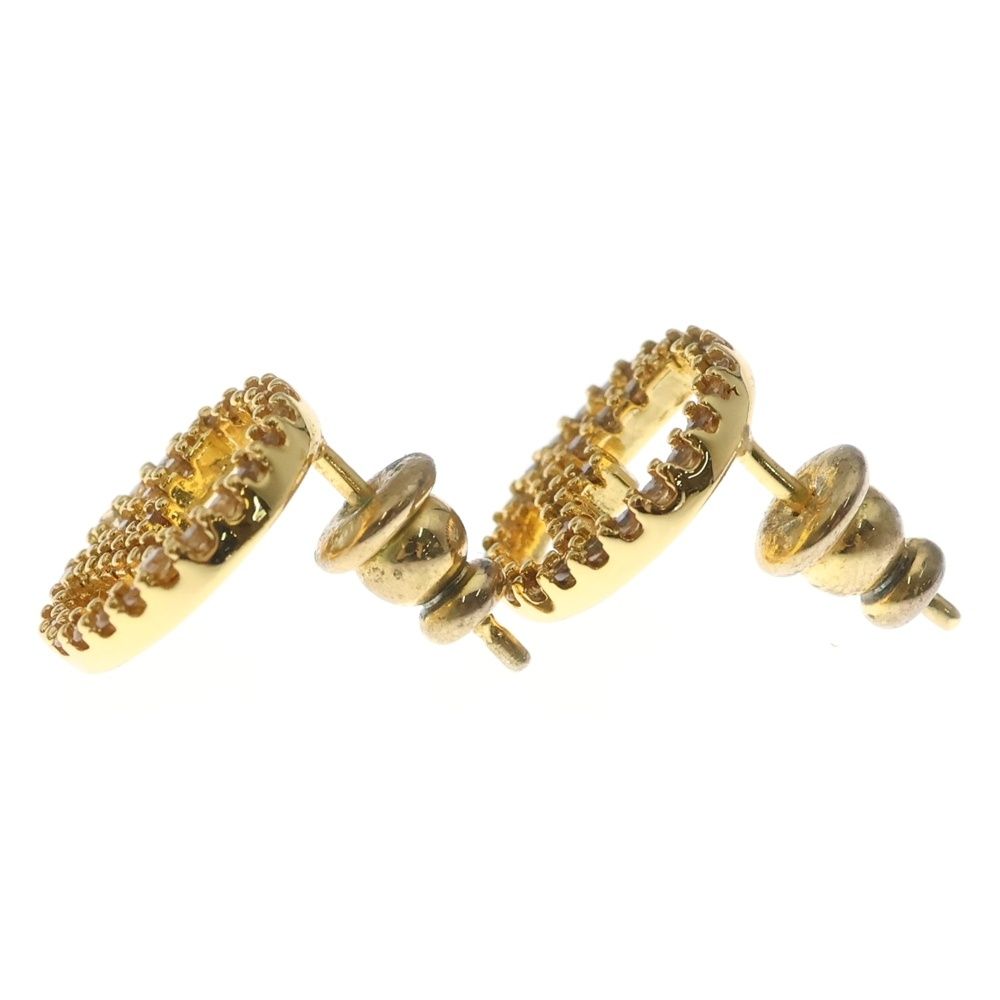 Fendi Logo Rhinestone Earrings Gold — view 3