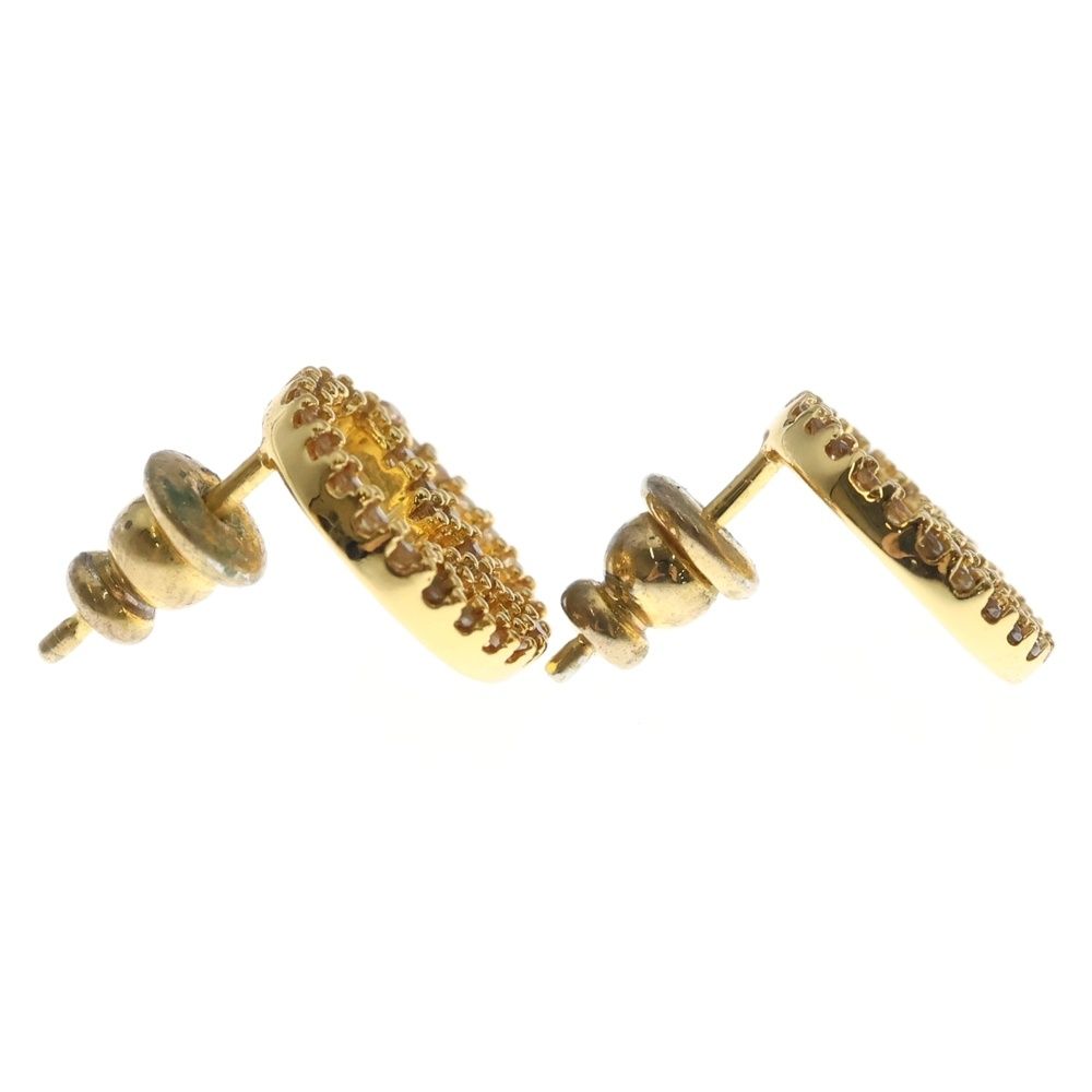 Fendi Logo Rhinestone Earrings Gold — view 4