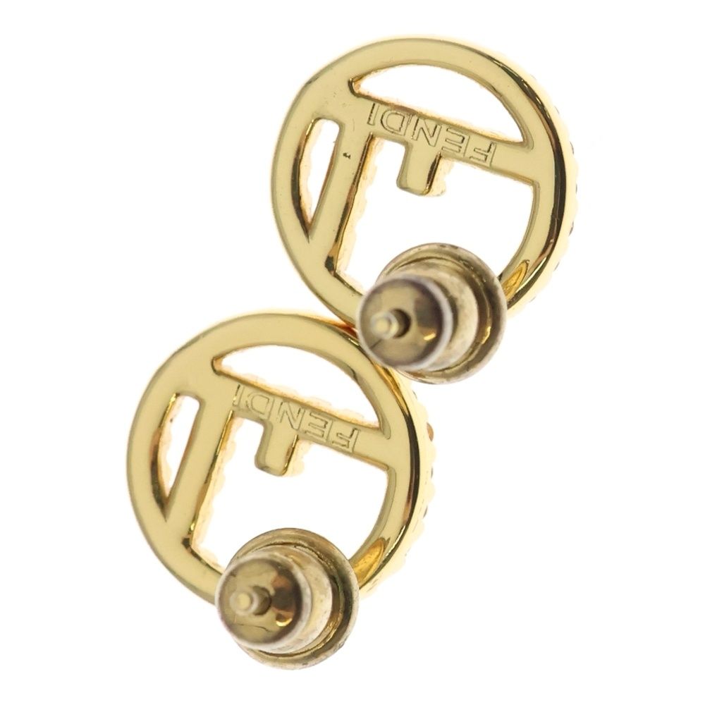 Fendi Logo Rhinestone Earrings Gold — view 2