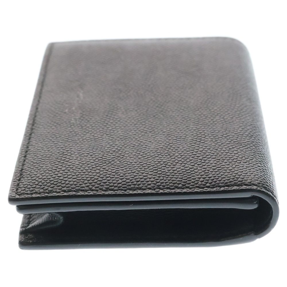 Saint Laurent Paris Front Logo Leather Card Case Black — view 3