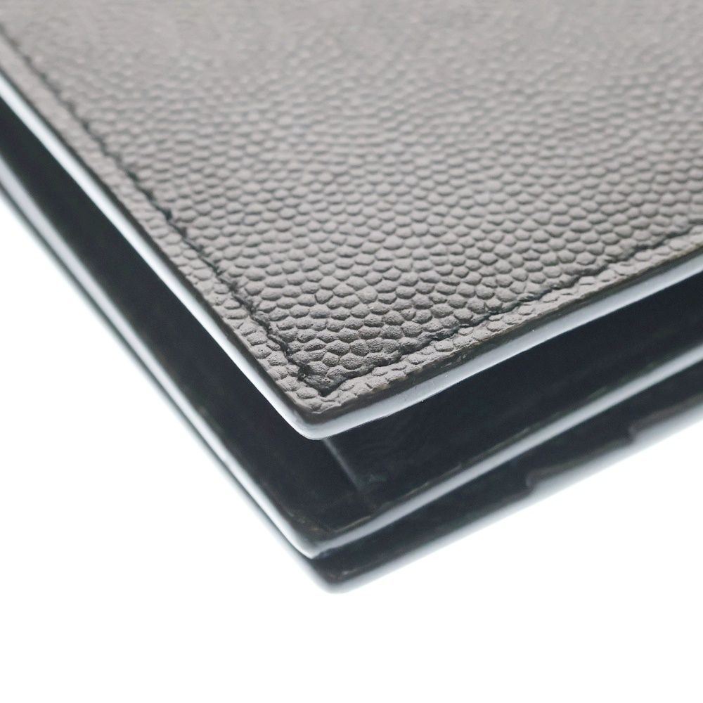 Saint Laurent Paris Front Logo Leather Card Case Black — view 4