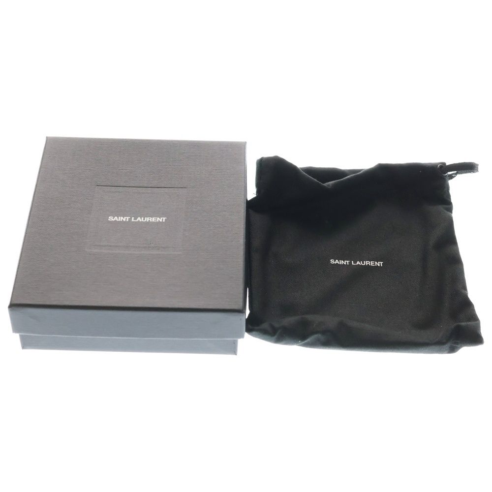 Saint Laurent Paris Front Logo Leather Card Case Black — view 6
