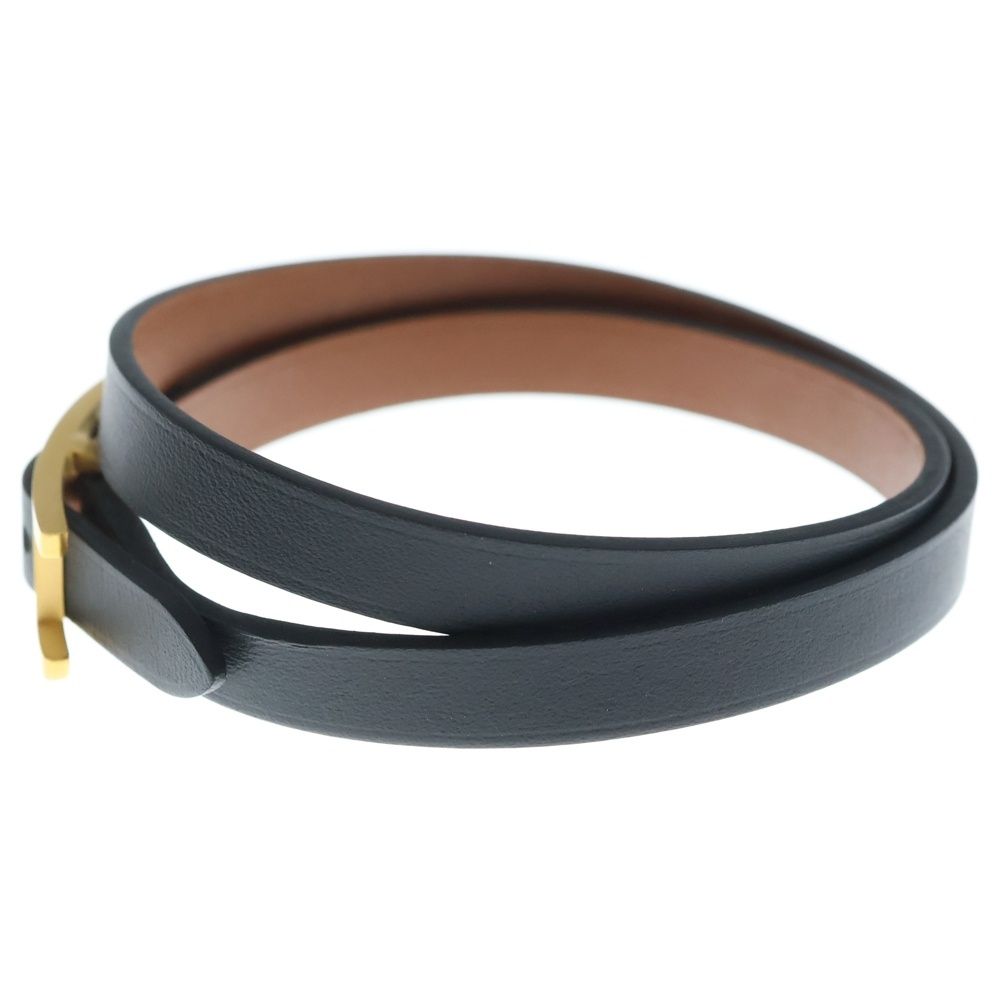 Hermes Leather Bracelet T-engraved Black — view 4