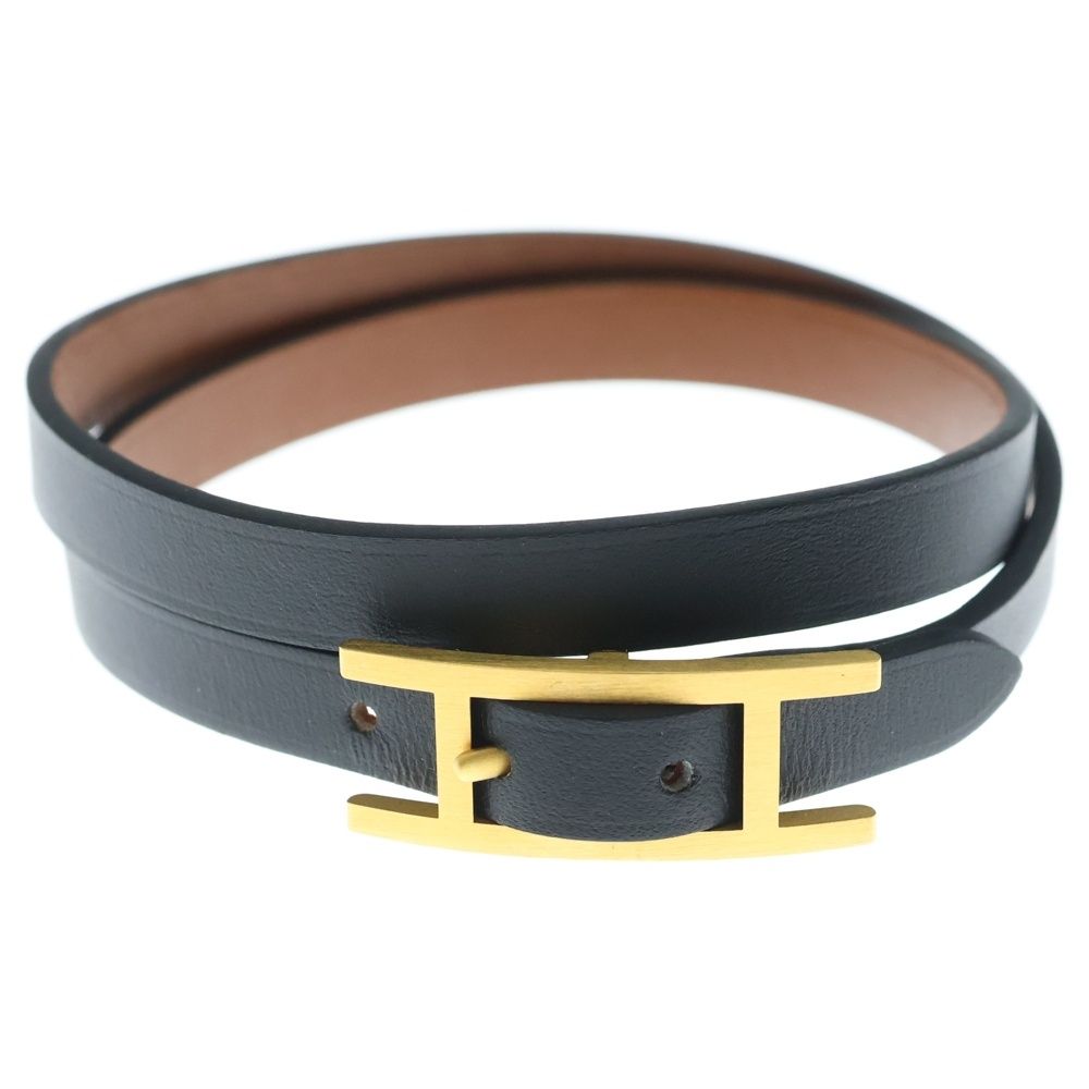 Hermes Leather Bracelet T-engraved Black — view 5