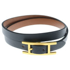 Hermes Leather Bracelet T-engraved Black — view 5