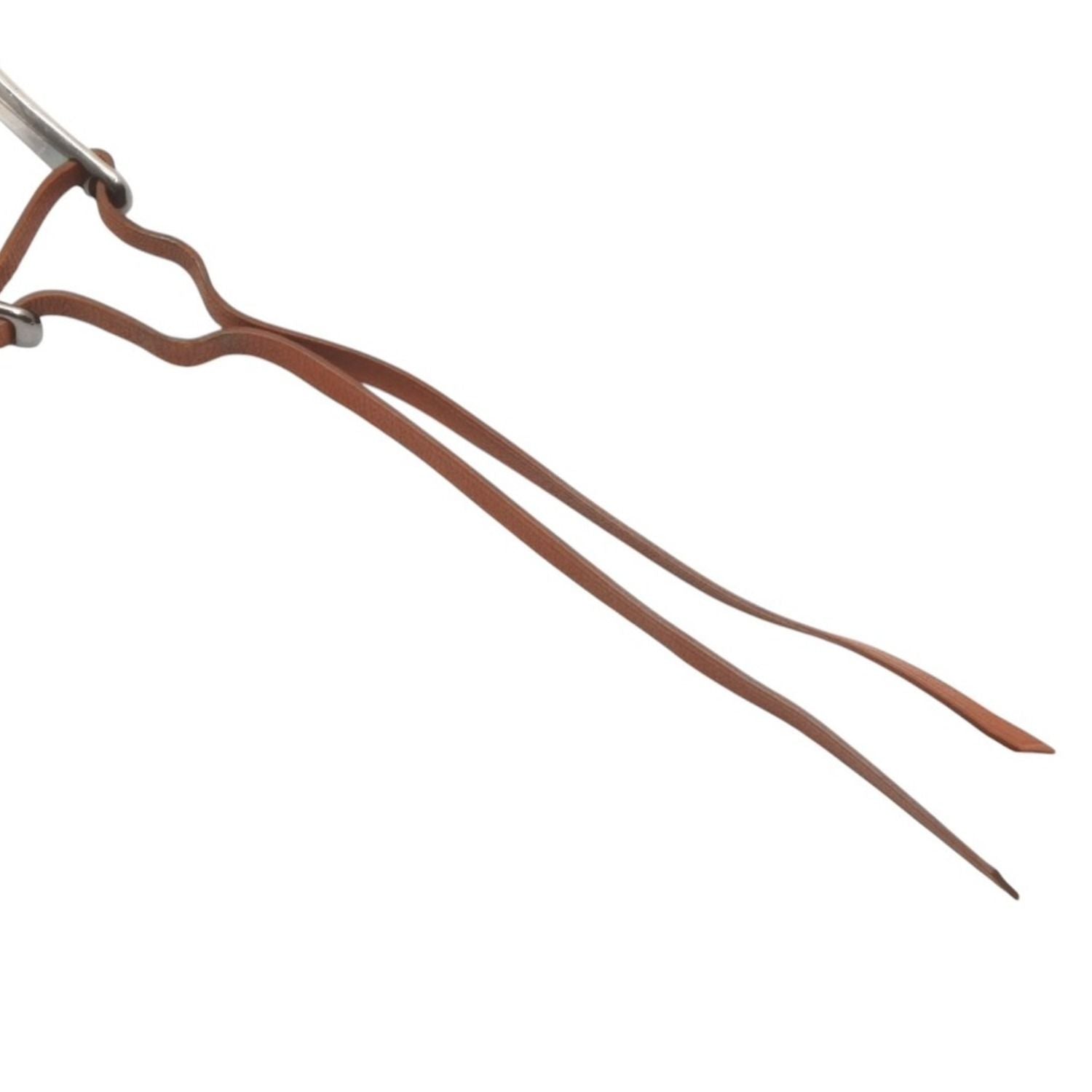 Hermes Leather Necklace Choker Horse Tackle Brown String Silver — view 8