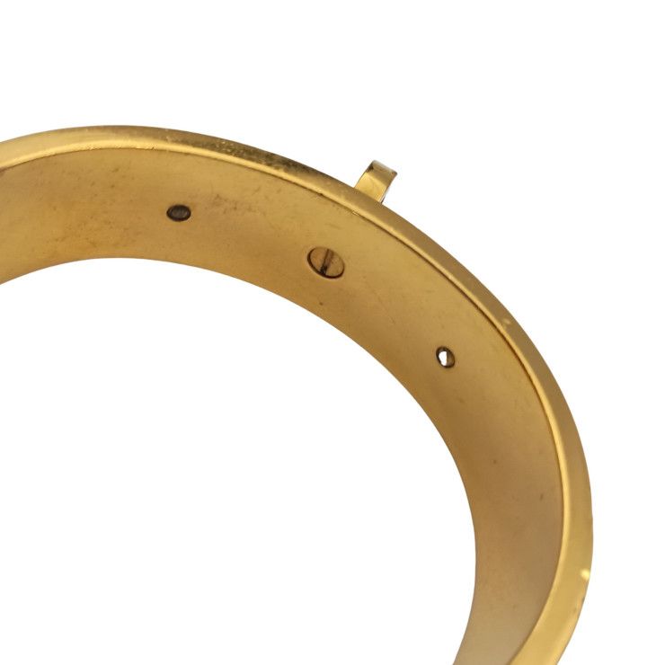Hermes Bangle Kelly Gold Brown Metal Leather Bracelet — view 6