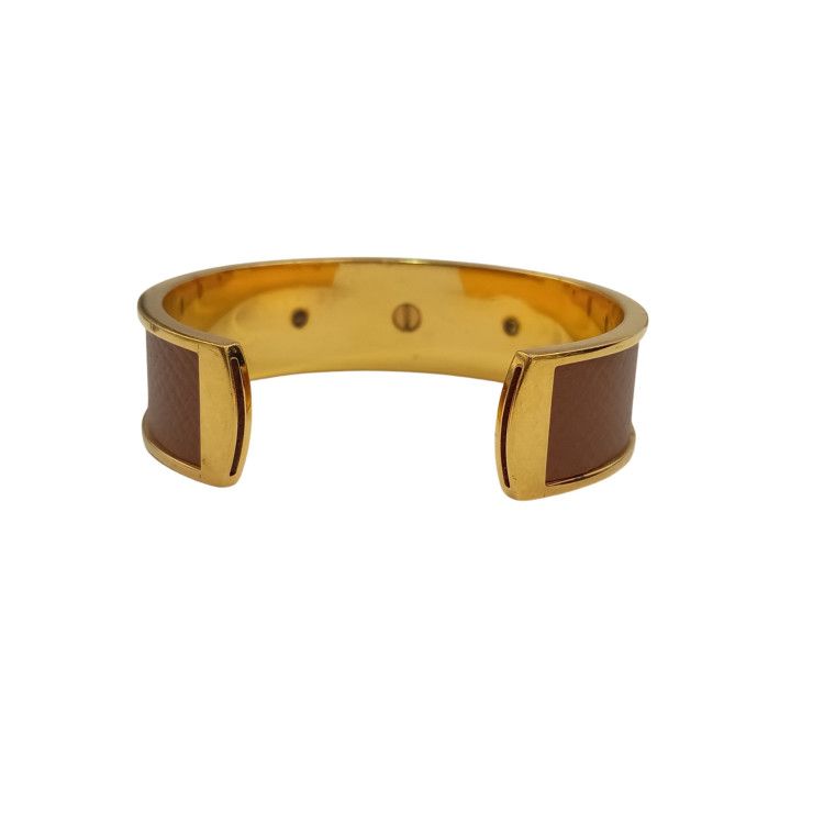 Hermes Bangle Kelly Gold Brown Metal Leather Bracelet — view 3
