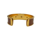 Hermes Bangle Kelly Gold Brown Metal Leather Bracelet — view 3