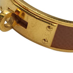 Hermes Bangle Kelly Gold Brown Metal Leather Bracelet — view 5