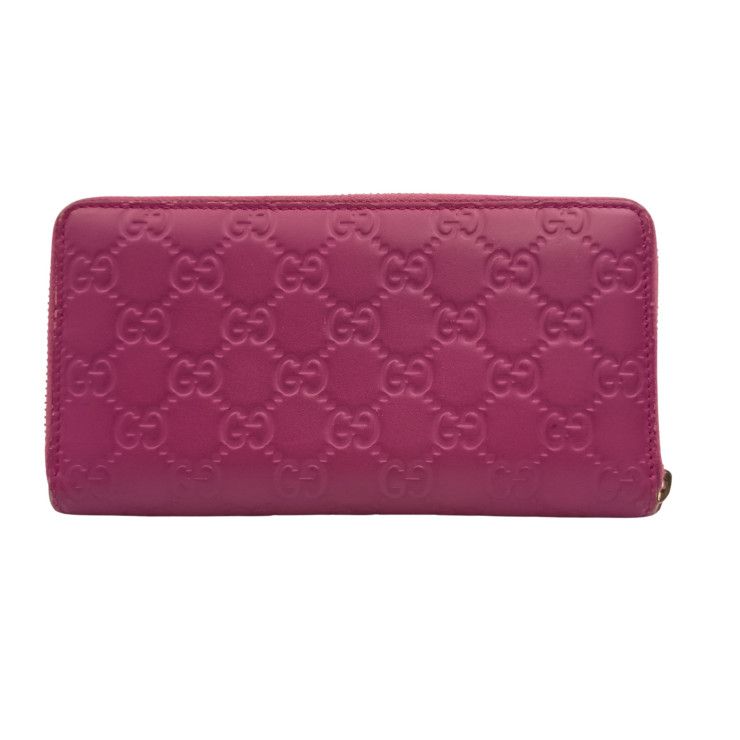 Gucci Wallet Guccissima Pink Signature Leather Ribbon Zip Around Gold — view 3