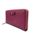 Gucci Wallet Guccissima Pink Signature Leather Ribbon Zip Around Gold — view 2