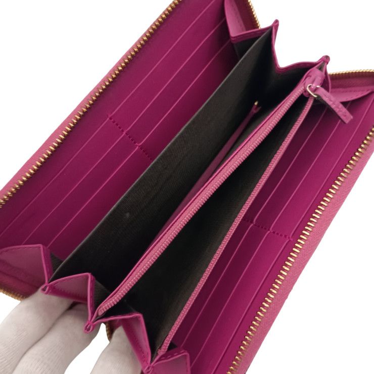 Gucci Wallet Guccissima Pink Signature Leather Ribbon Zip Around Gold — view 7