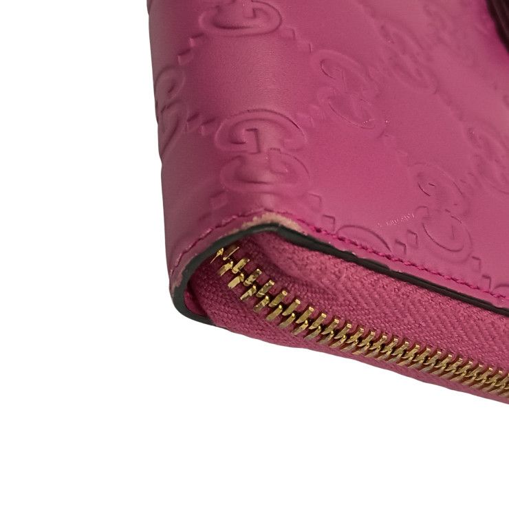 Gucci Wallet Guccissima Pink Signature Leather Ribbon Zip Around Gold — view 5