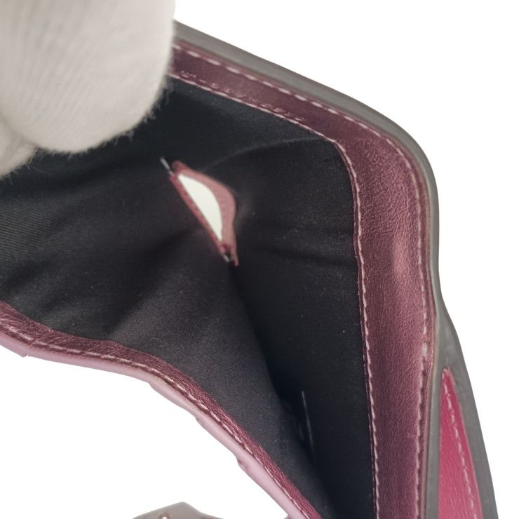 Fendi Bifold Wallet FF Diamond Metallic Pink Leather Silver — view 8