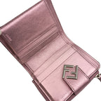 Fendi Bifold Wallet FF Diamond Metallic Pink Leather Silver — view 7