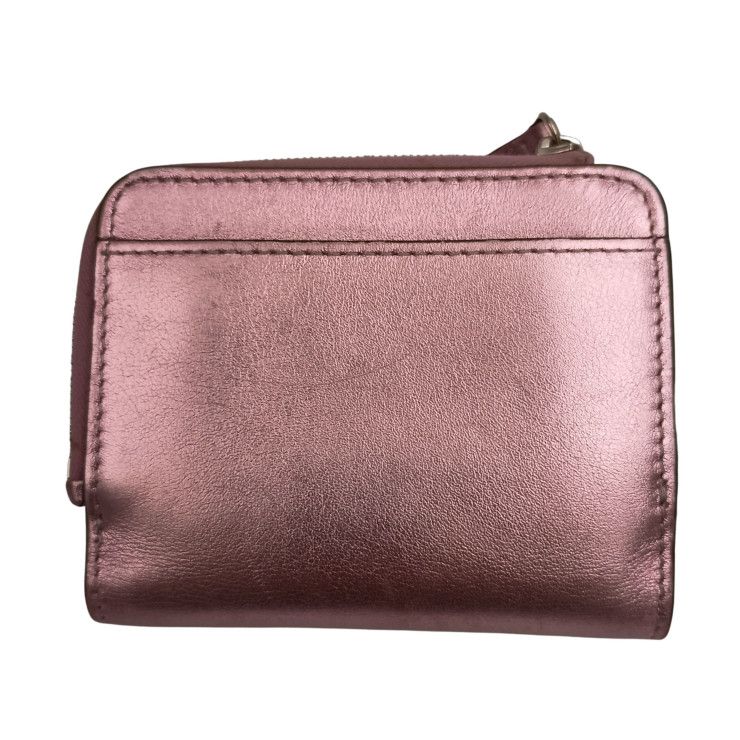 Fendi Bifold Wallet FF Diamond Metallic Pink Leather Silver — view 3