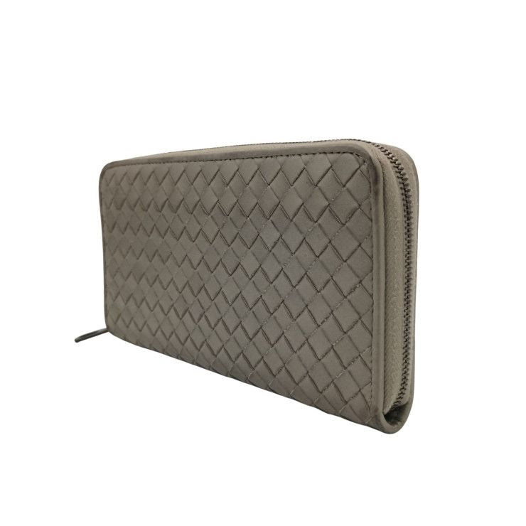 Bottega Veneta Wallet Intrecciato Gray Leather Zip Around — view 2