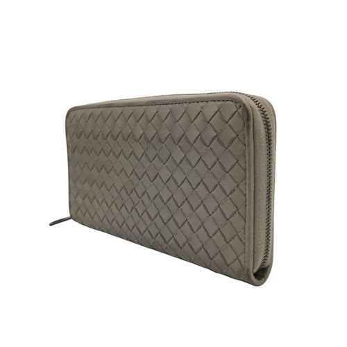 Bottega Veneta Wallet Intrecciato Gray Leather Zip Around — view 2