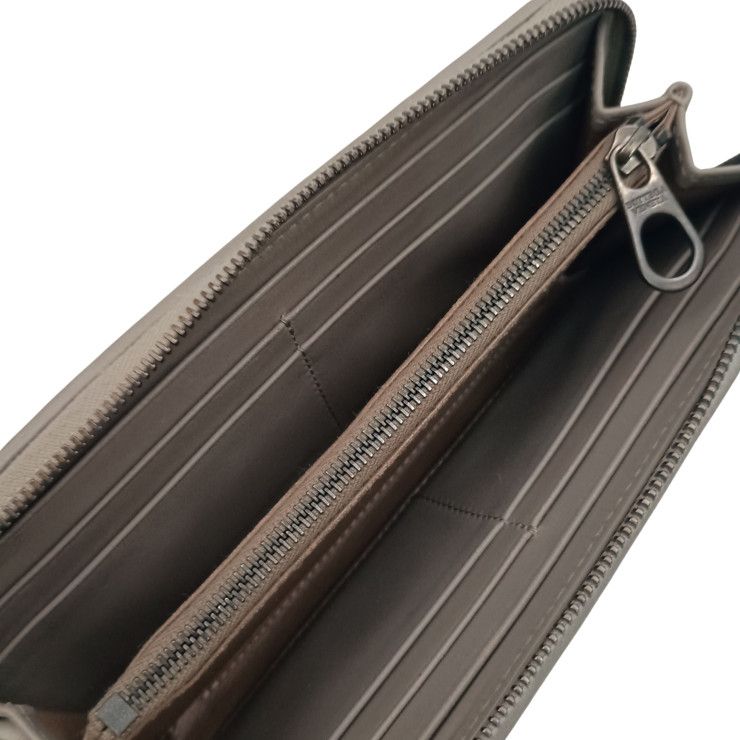 Bottega Veneta Wallet Intrecciato Gray Leather Zip Around — view 7