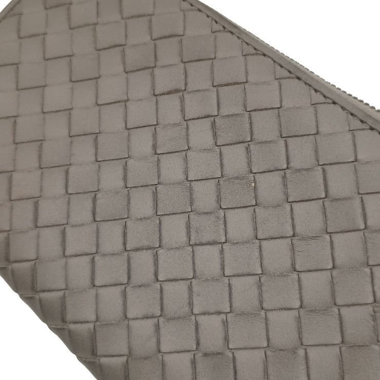 Bottega Veneta Wallet Intrecciato Gray Leather Zip Around — view 5