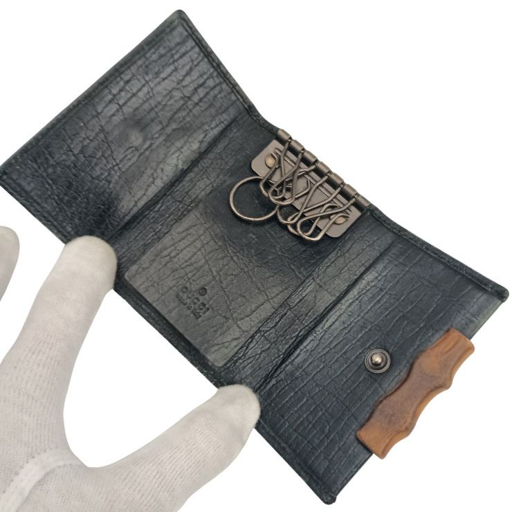 Gucci Key Case Brown Black GG Canvas Leather 6 Rows Key Holder — view 6