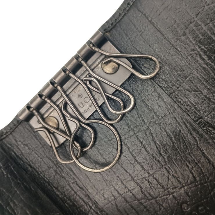 Gucci Key Case Brown Black GG Canvas Leather 6 Rows Key Holder — view 7