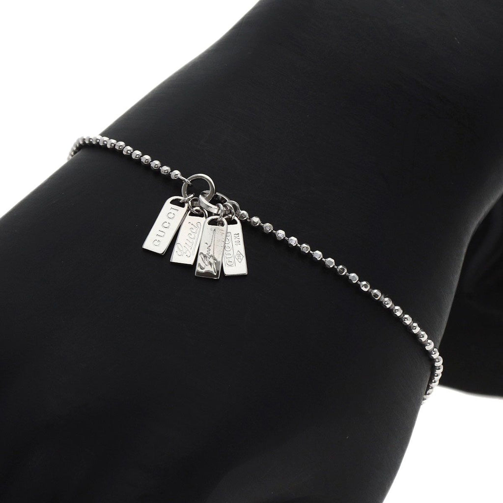 Gucci Logo Plate Bracelet 18k White Gold — view 7
