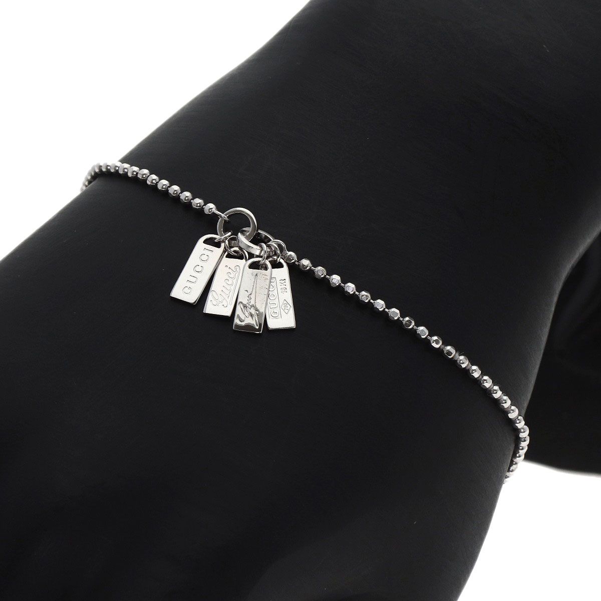 Gucci Logo Plate Bracelet 18k White Gold — view 7
