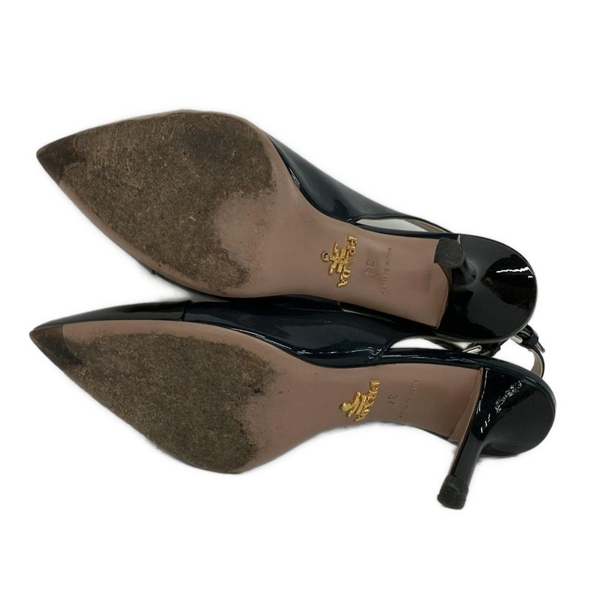 Prada Sandals 34 Dark Navy Black Leather — view 4