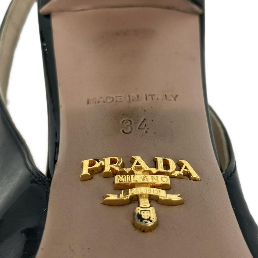 Prada Sandals 34 Dark Navy Black Leather — view 6